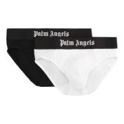 Set van twee katoenen slips met logo-elastische band Palm Angels , Bla...