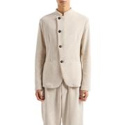 Witte Schuim Blazer Diagonale Knoopsluiting Emporio Armani , Beige , H...