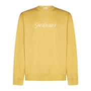 Gele Katoenen Crew Neck Sweatshirt Saint Laurent , Yellow , Heren