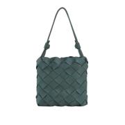 Handgeweven Leren Shopper Malababa , Green , Dames