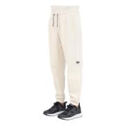 Sportieve beige broek met logoprint Emporio Armani EA7 , White , Heren