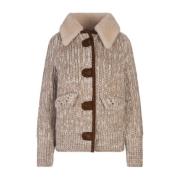 Beige Bomberjack met Shearling Kraag Ermanno Scervino , Brown , Dames