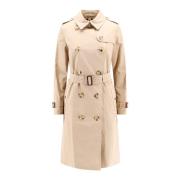 Beige Dubbel-Borst Katoenen Jas Burberry , Beige , Dames