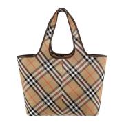 Stijlvolle Beige Canvas Schoudertas Burberry , Beige , Dames