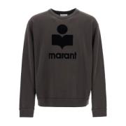 Flocked Logo Sweatshirt Oversized Fit Isabel Marant , Gray , Heren