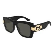 Zwart/Grijs Zonnebril met Injectie Fabric Gucci , Black , Dames