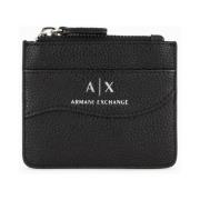 Platte kaarthouder met rits voor dames en heren Armani Exchange , Blac...