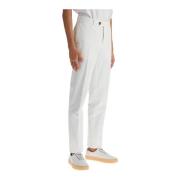 Italiaanse Fit Gabardine Broek Brunello Cucinelli , White , Heren