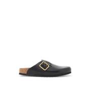 Stoere Leren Klomp met Opvallende Gesp Birkenstock , Black , Heren