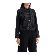 Denim Jack met Laser-Cut Ganni , Black , Dames