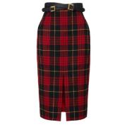 Tartan wollen midi-rok met riem Elisabetta Franchi , Multicolor , Dame...