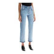 Hoge Taille Geknipte Slim Fit Jeans Isabel Marant , Blue , Dames