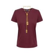 Katoenen Jersey T-shirt met Ketting Elisabetta Franchi , Red , Dames