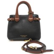 Pre-owned Leather handbags Burberry Vintage , Black , Dames