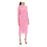 Bloemen Cordonnet Kant Midi Jurk Dolce & Gabbana , Pink , Dames