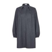 Grijze Flanellen Overhemdjurk Brunello Cucinelli , Gray , Dames