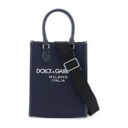 Nylon Tote Tas met Logo Dolce & Gabbana , Blue , Heren