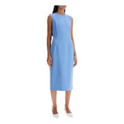 Wollen Crepe Sheath Midi Jurk Dolce & Gabbana , Blue , Dames