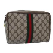 Pre-owned Leather clutches Gucci Vintage , Beige , Dames