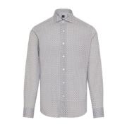 Katoen Elastaan Shirt Made in Italy Fedeli , Gray , Heren