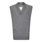 Wollen V-hals vest met zijsplitten Maison Margiela , Gray , Heren