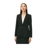 Eénknoops Crepe Suit Jacket Brooks Brothers , Black , Dames