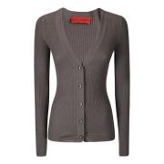 V-gevormde Geribbelde Vest Wild Cashmere , Brown , Dames