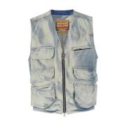 Blauw Mouwloos Jack met Ritssluiting Diesel , Blue , Heren