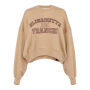 Cropped katoen logo college sweatshirt Elisabetta Franchi , Beige , Da...