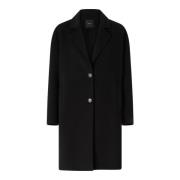 Klassieke wollen jas met eenvoudige knopen Pinko , Black , Dames