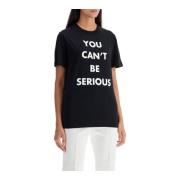 Contrasterende lettering crew neck t-shirt Moschino , Black , Dames