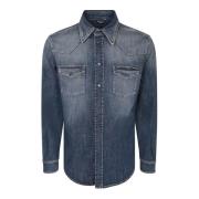 Blauwe Shirts voor Mannen Dolce & Gabbana , Blue , Heren