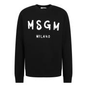 Zwarte Sweatshirt Elegant Ronde hals Lange mouwen Msgm , Black , Heren