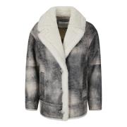 Shearling Jas met Voorsluiting en Zakken Stand Studio , Gray , Dames