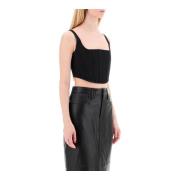 Denim Bustier Crop Top Marc Jacobs , Black , Dames