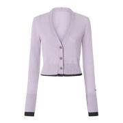 Korte kasjmier vest met contrasten Pinko , Purple , Dames