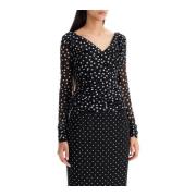 Polka Dot Gedrapeerd Top Dolce & Gabbana , Black , Dames