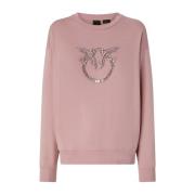 Love Birds Geborduurde Ronde Hals Sweater Pinko , Pink , Dames