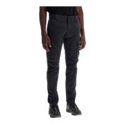 Slim Fit Stretch Satin Cargo Broek C.p. Company , Black , Heren