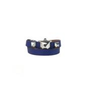 Pre-owned Leather bracelets Hermès Vintage , Blue , Dames