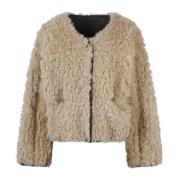 Omkeerbare Faux Shearling Jas Stand Studio , Beige , Dames