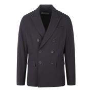 Double-breasted jas met pieklapels Herno , Black , Heren