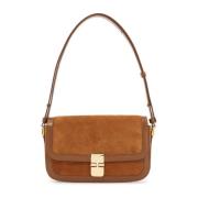 Suède Baguette Handtas met Metalen Sluiting A.p.c. , Brown , Dames