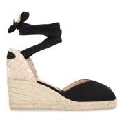 Jute wedge espadrilles met strikband Castañer , Black , Dames