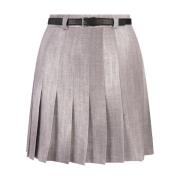 Grijze Zijden Geplooide Rok met Leren Riem Ermanno Scervino , Gray , D...