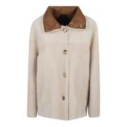 Shearling Jas voor Stijlvolle Outfits Blancha , Beige , Dames