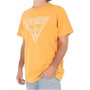 Gestoffeerd katoenen logo T-shirt - Driehoek Guess , Yellow , Heren