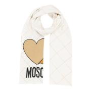 Abstract Multicolor Wollen Sjaal Moschino , White , Dames