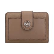 Leren portemonnee met metalen logo Michael Kors , Brown , Dames