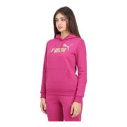 Glitter Logo Hoodie Sweater Puma , Pink , Dames